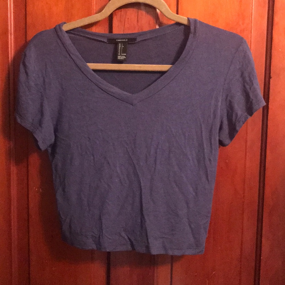 Short sleeve blue crop top